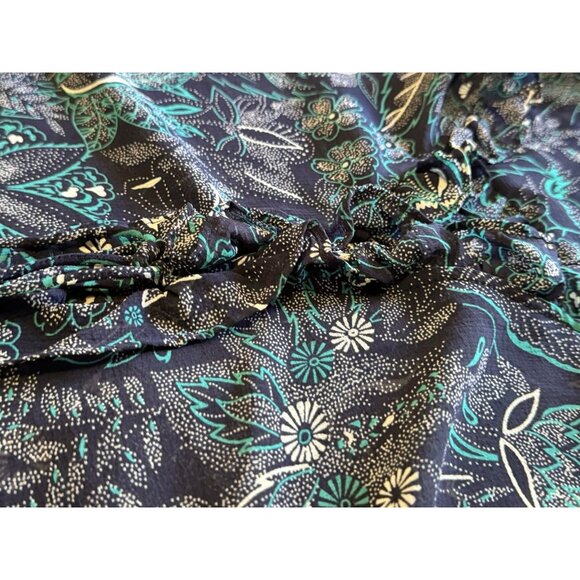 Anthropologie Maeve Floral Button Up Blouse Boho Size L Pleated Ruffles Peasant - Picture 6 of 13